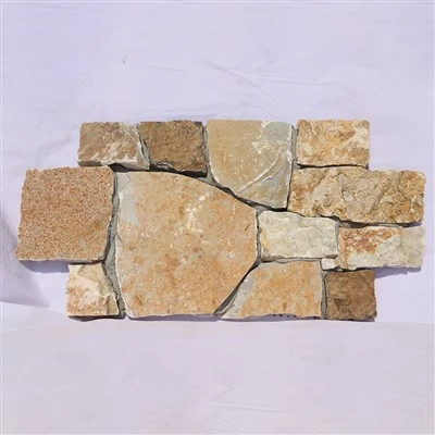 Samlæst steinplata Beige litur Kalksteinn framhlið Walling Stone JRD-100